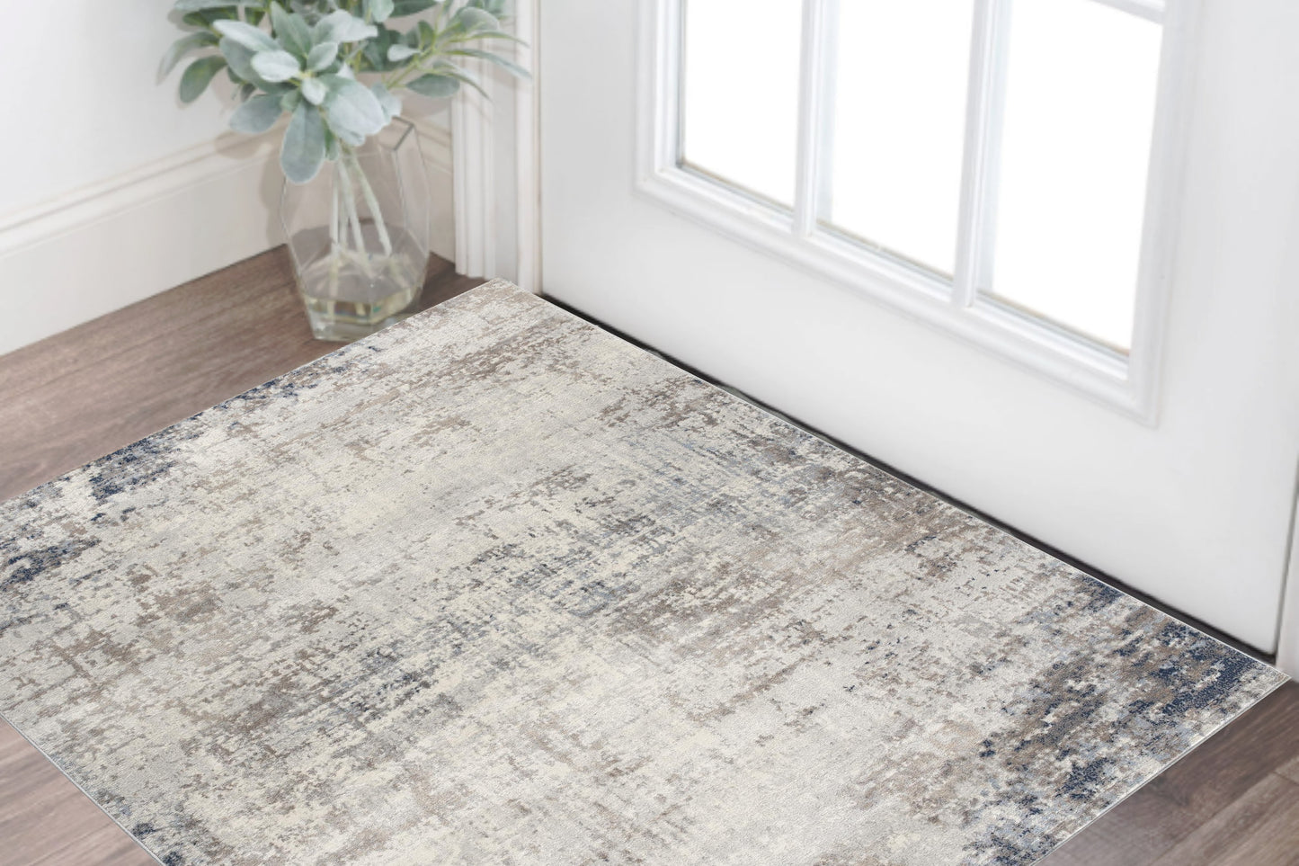 4' X 6' Navy Blue Distressed Striations Area Rug