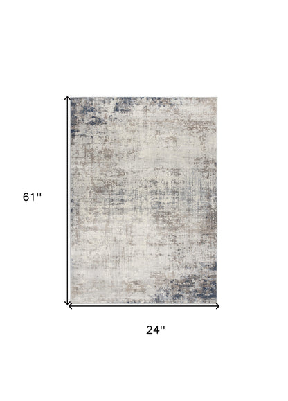 4' X 6' Navy Blue Distressed Striations Area Rug