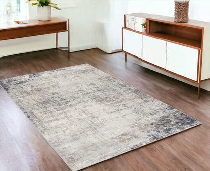 4' X 6' Navy Blue Distressed Striations Area Rug