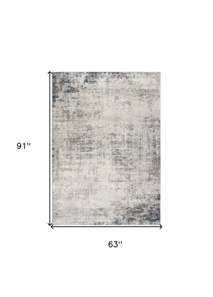 4' X 6' Navy Blue Distressed Striations Area Rug