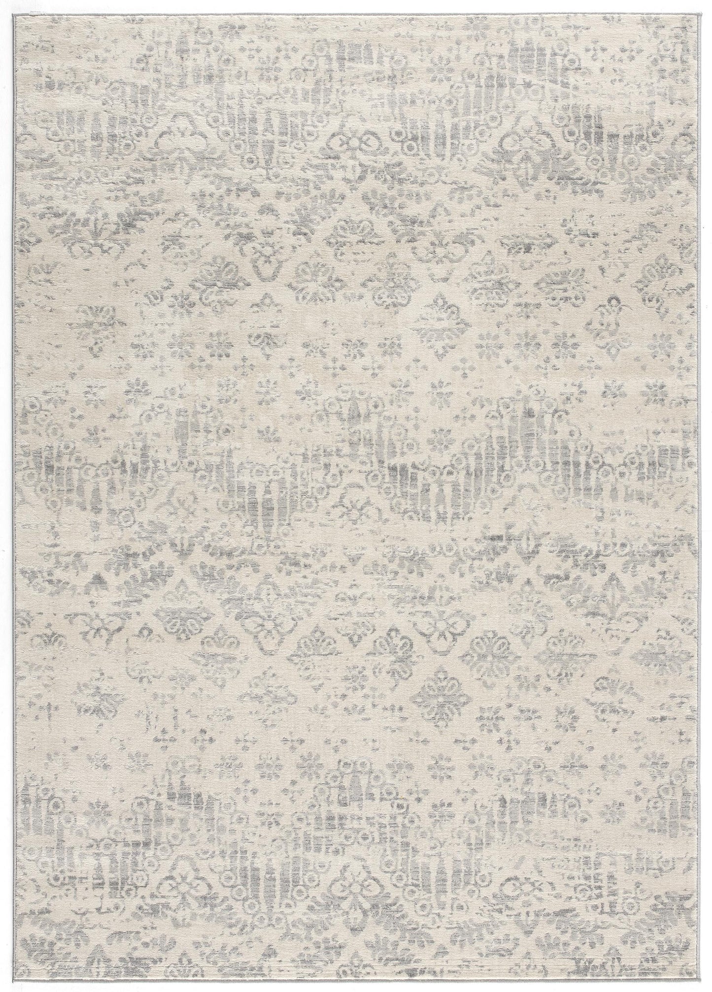 4' X 6' Ivory Distressed Ikat Pattern Area Rug