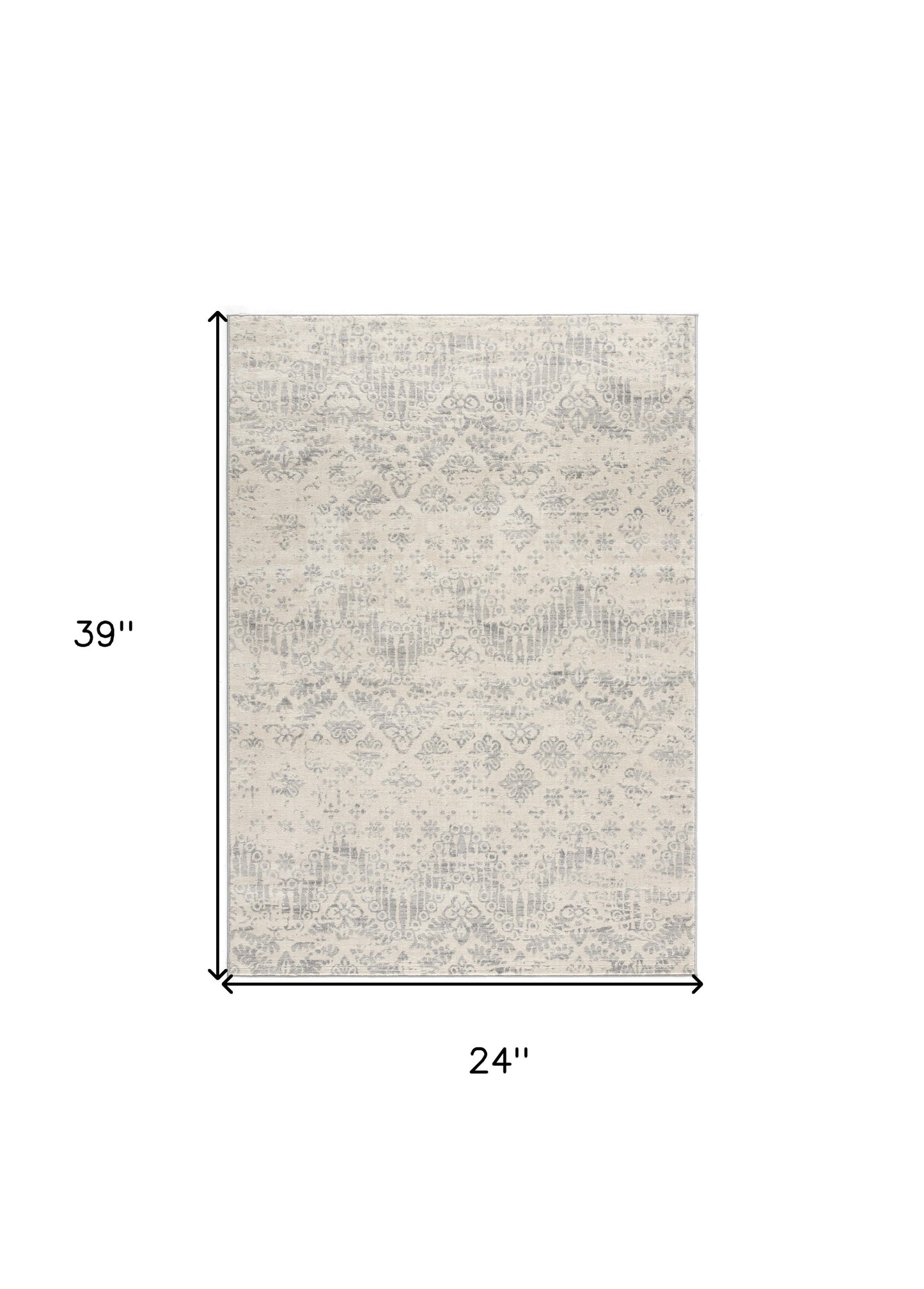 4' X 6' Ivory Distressed Ikat Pattern Area Rug