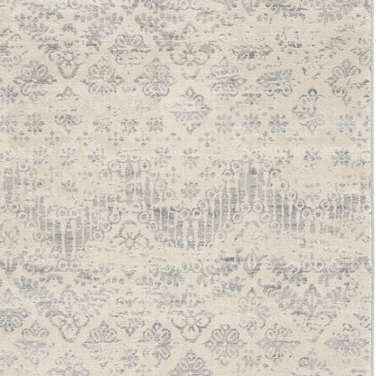 4' X 6' Ivory Distressed Ikat Pattern Area Rug