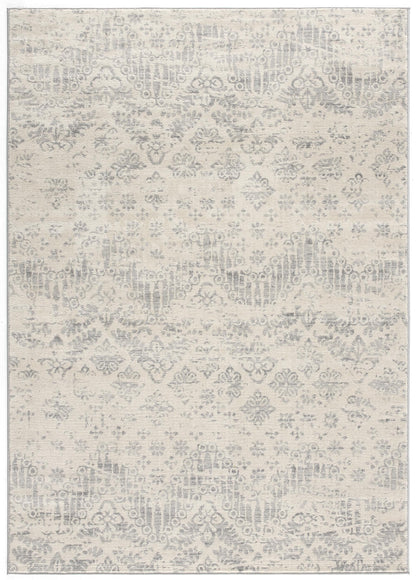 4' X 6' Ivory Distressed Ikat Pattern Area Rug