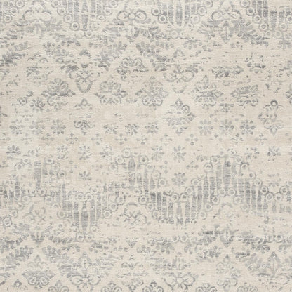 4' X 6' Ivory Distressed Ikat Pattern Area Rug