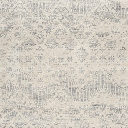 4' X 6' Ivory Distressed Ikat Pattern Area Rug