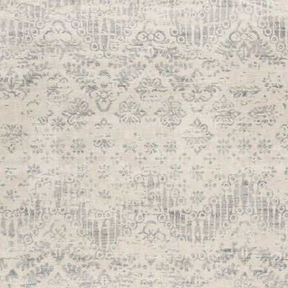 4' X 6' Ivory Distressed Ikat Pattern Area Rug