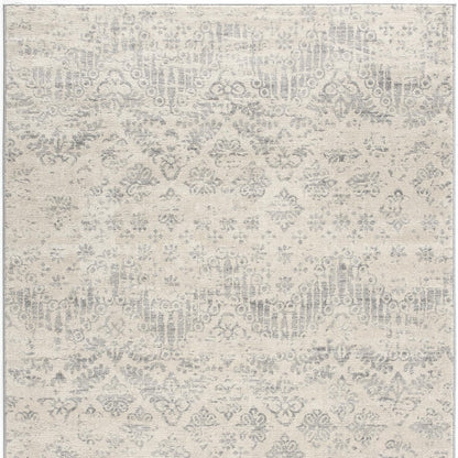 4' X 6' Ivory Distressed Ikat Pattern Area Rug