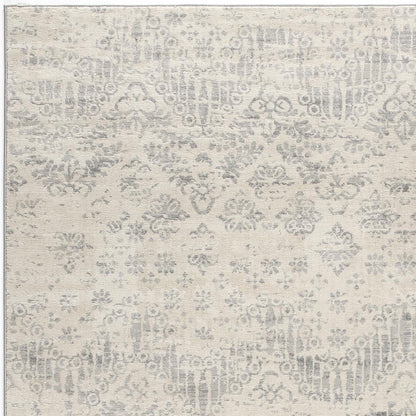 4' X 6' Ivory Distressed Ikat Pattern Area Rug