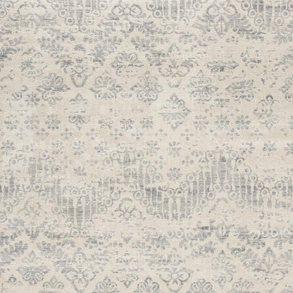 4' X 6' Ivory Distressed Ikat Pattern Area Rug