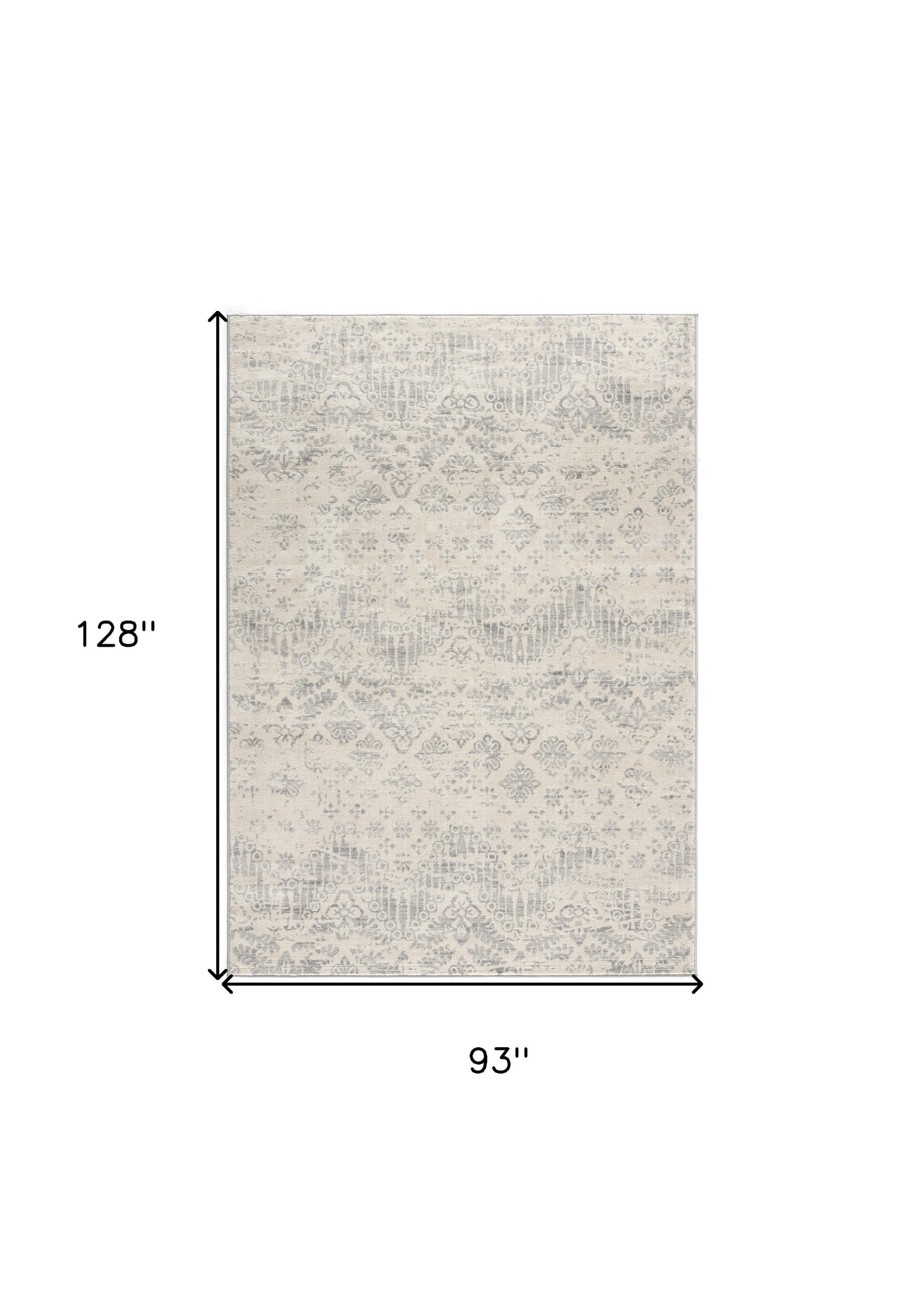 4' X 6' Ivory Distressed Ikat Pattern Area Rug