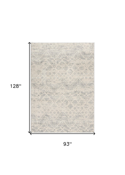 4' X 6' Ivory Distressed Ikat Pattern Area Rug