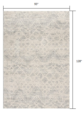 4' X 6' Ivory Distressed Ikat Pattern Area Rug