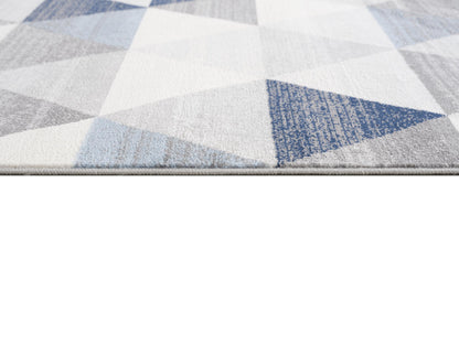 2' X 6' Navy Blue Geometric Diamond Area Rug