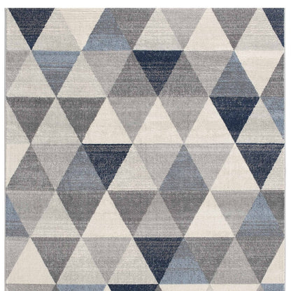 2' X 6' Navy Blue Geometric Diamond Area Rug