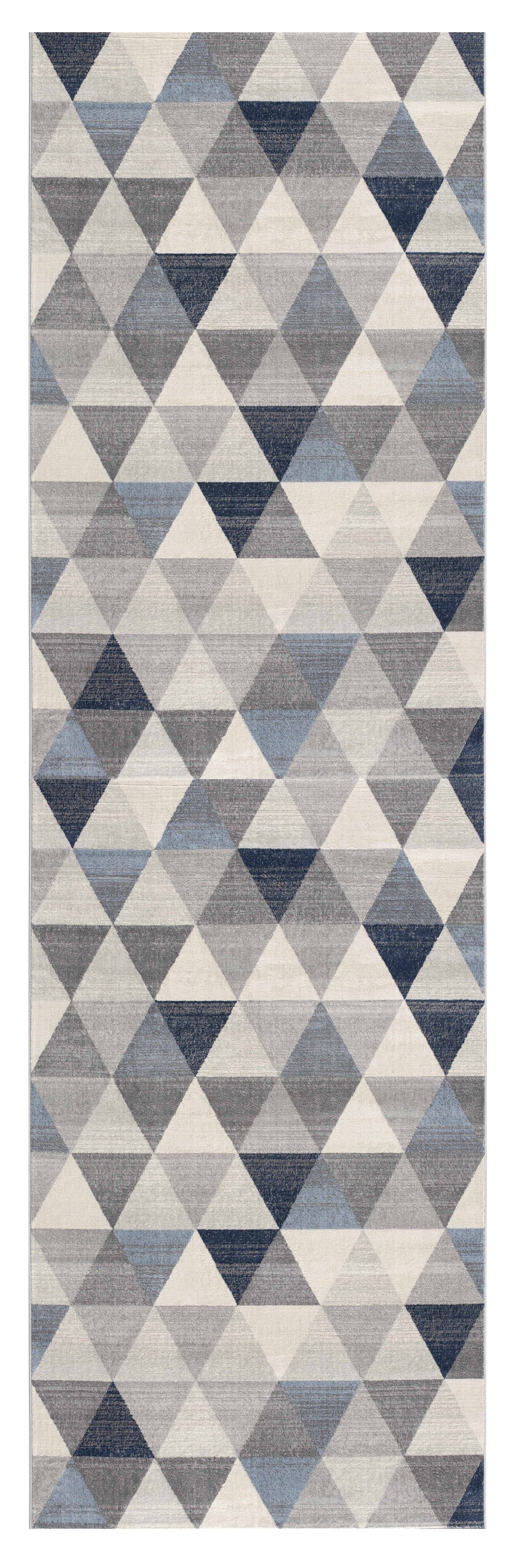 2' X 6' Navy Blue Geometric Diamond Area Rug