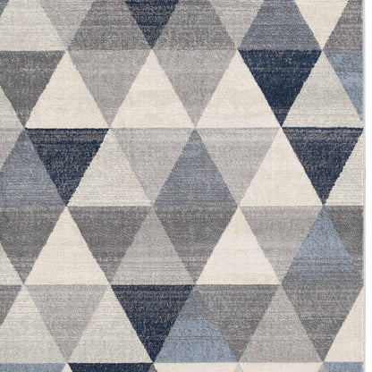 2' X 6' Navy Blue Geometric Diamond Area Rug