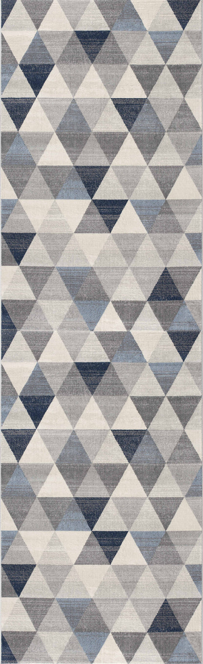 2' X 6' Navy Blue Geometric Diamond Area Rug