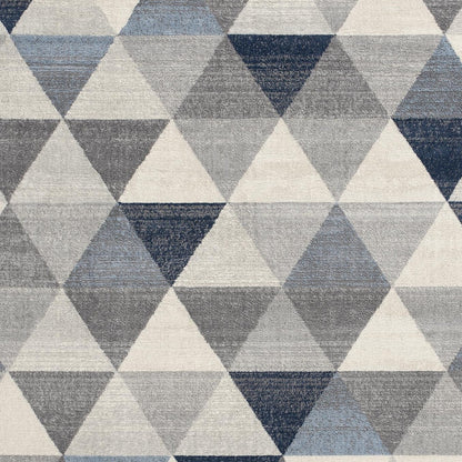 2' X 6' Navy Blue Geometric Diamond Area Rug