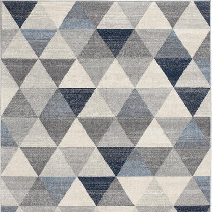 2' X 6' Navy Blue Geometric Diamond Area Rug