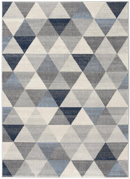 2' X 6' Navy Blue Geometric Diamond Area Rug