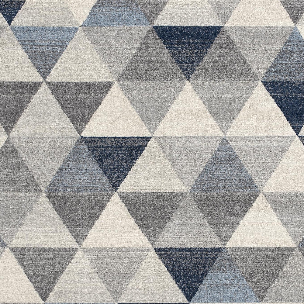 2' X 6' Navy Blue Geometric Diamond Area Rug