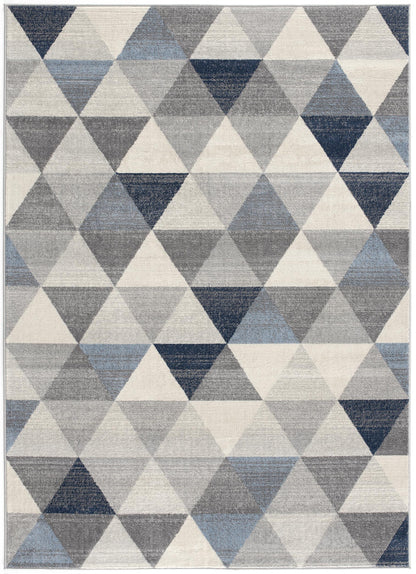 2' X 6' Navy Blue Geometric Diamond Area Rug