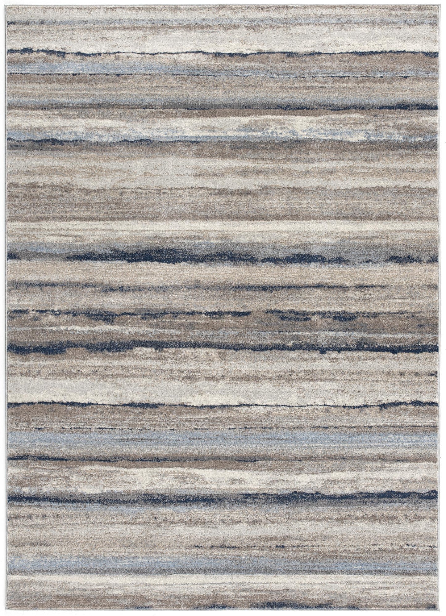 4' X 6' Blue And Beige Distressed Stripes Area Rug