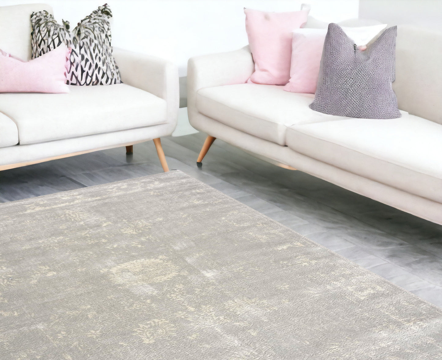 5' X 8' Modern Gray Distressed Area Rug