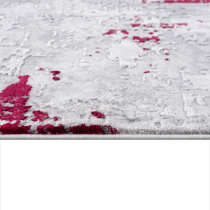 5' X 7' Red Abstract Dhurrie Area Rug