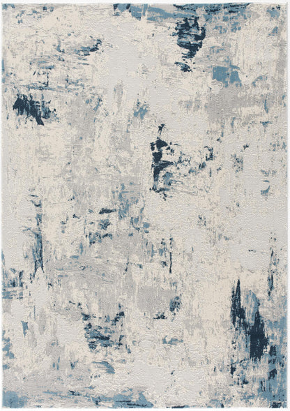 10' Blue Abstract Dhurrie Runner Rug