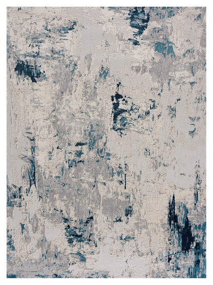 10' Blue Abstract Dhurrie Runner Rug