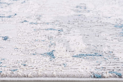 10' Blue Abstract Dhurrie Runner Rug