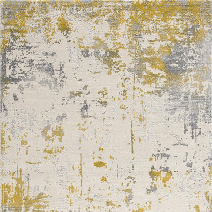 4' X 6' Gold Abstract Dhurrie Area Rug