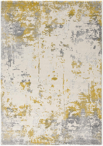 4' X 6' Gold Abstract Dhurrie Area Rug