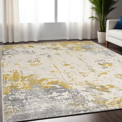 4' X 6' Gold Abstract Dhurrie Area Rug