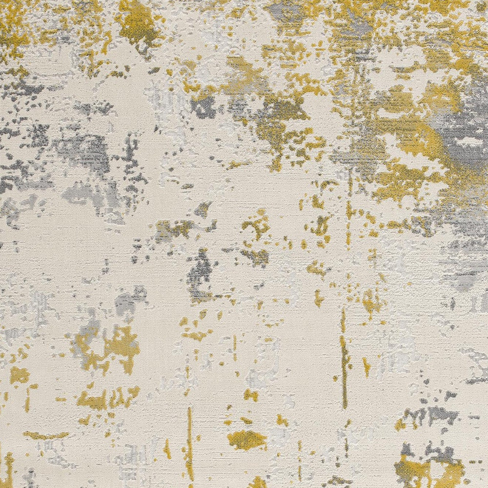 4' X 6' Gold Abstract Dhurrie Area Rug