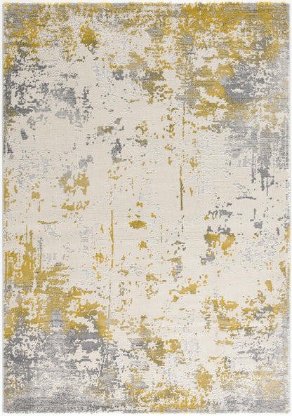 4' X 6' Gold Abstract Dhurrie Area Rug