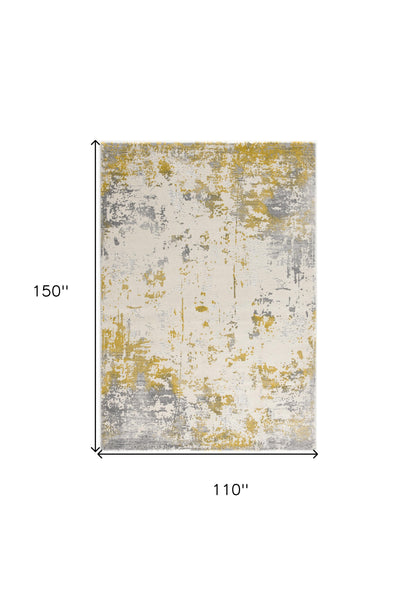 4' X 6' Gold Abstract Dhurrie Area Rug