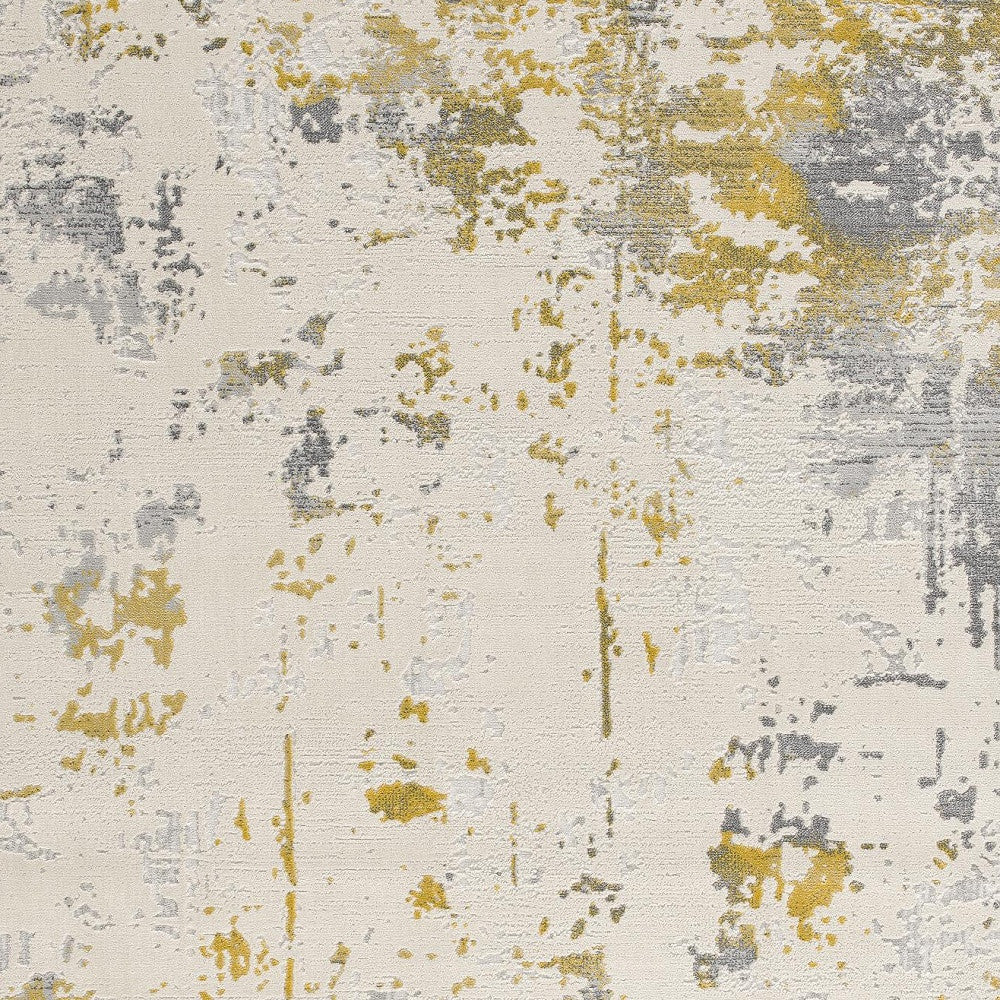 4' X 6' Gold Abstract Dhurrie Area Rug