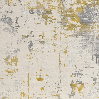 4' X 6' Gold Abstract Dhurrie Area Rug