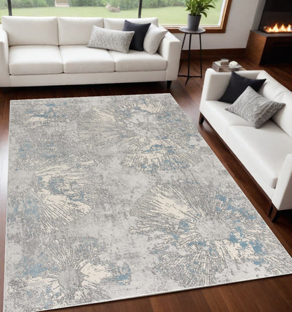 8' X 10' Blue Abstract Dhurrie Area Rug