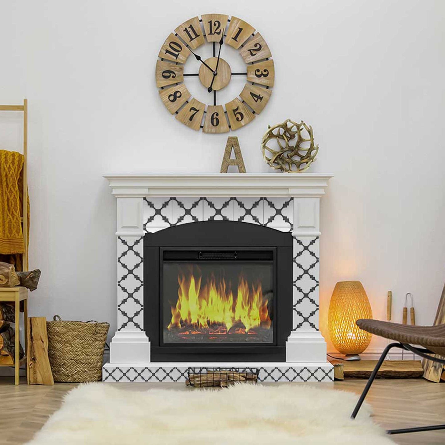 7" X 7" Dark Gray And White Tri Peel And Stick Tiles