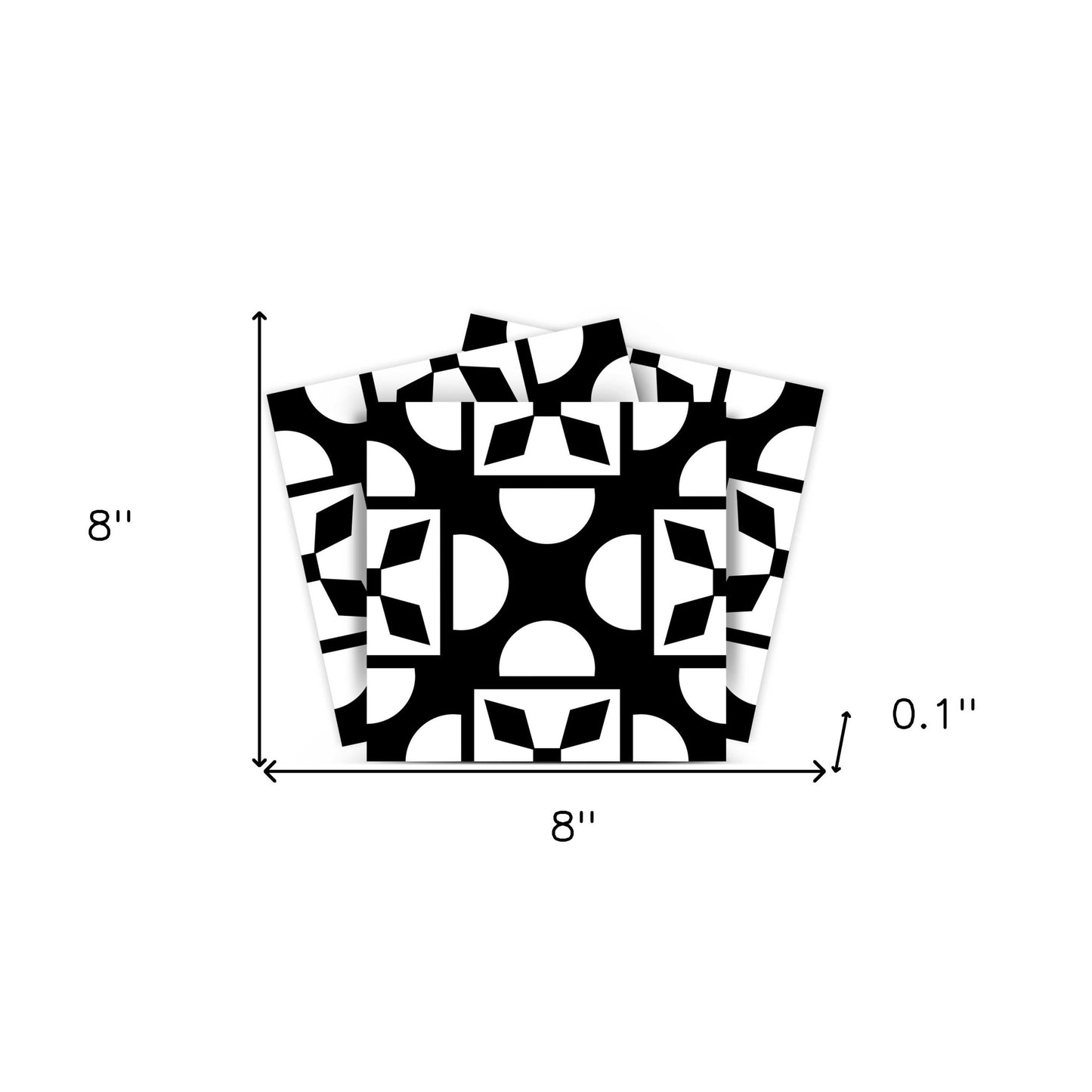 8" X 8" Black And White Coli Peel And Stick Tiles