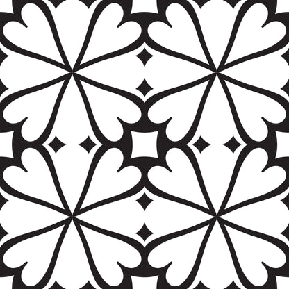 4" X 4" Black And White Mash Peel And Stick Removable Tiles