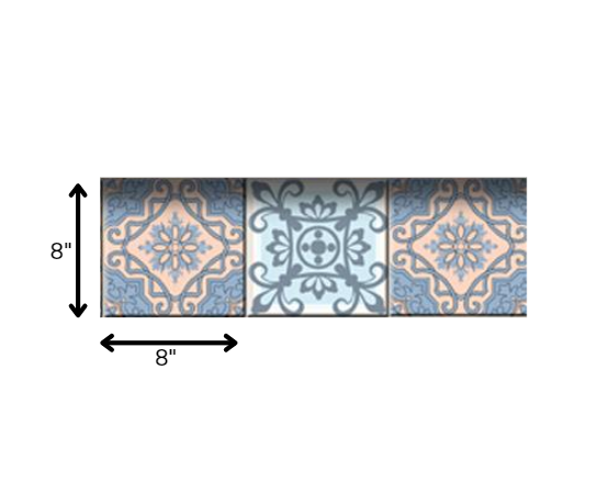 6" X 6" Baby Blue And Peach Mosaic Peel And Stick Removable Tiles