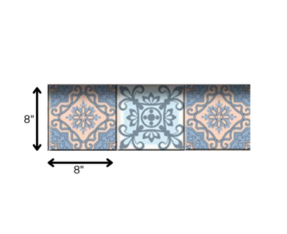 6" X 6" Baby Blue And Peach Mosaic Peel And Stick Removable Tiles