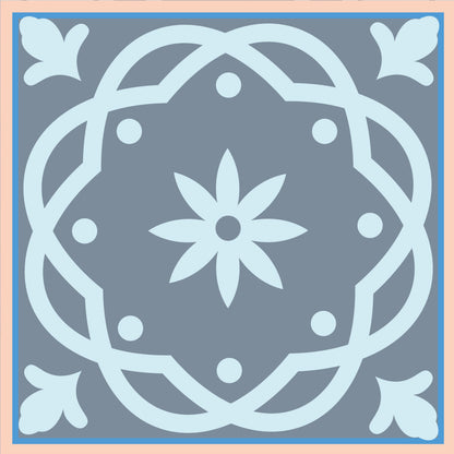 6" X 6" Baby Blue And Peach Mosaic Peel And Stick Removable Tiles