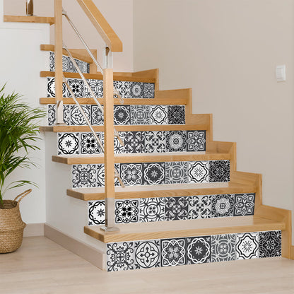 6" X 6" Shades Of Black Mosaic Peel And Stick Removable Tiles