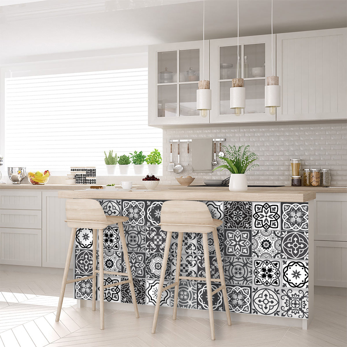 6" X 6" Shades Of Black Mosaic Peel And Stick Removable Tiles